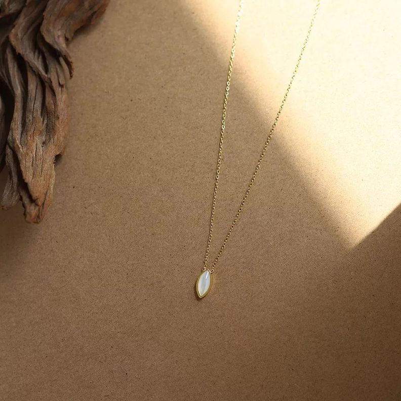 Collar Espiga Nacar Oro 18kt Bañado Mujer Exclusivo-6