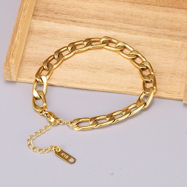 Pulsera Mujer Ajustable Cadenas Oro 18kt Bañado-3