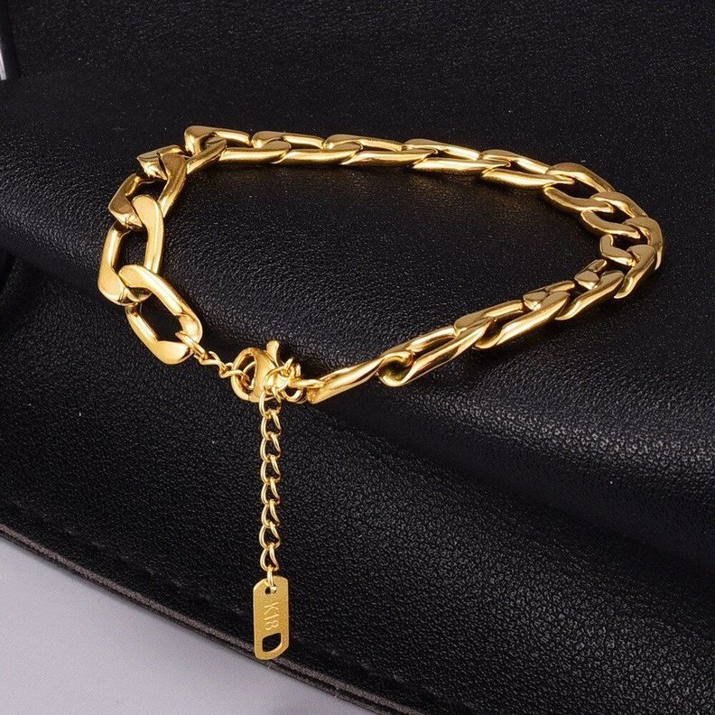 Pulsera Mujer Ajustable Cadenas Oro 18kt Bañado-4