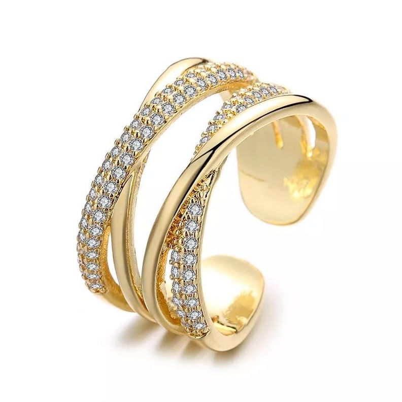 Anillo Tipo Cintillo Baño Oro 18kt Ajustable abierto LUXURYJOYASCL-0