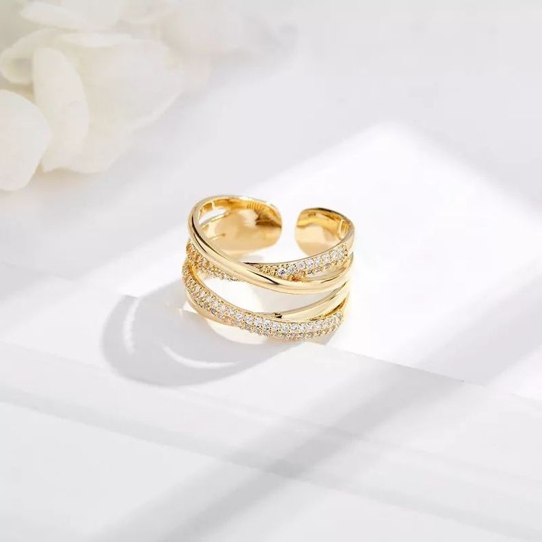 Anillo Tipo Cintillo Baño Oro 18kt Ajustable abierto LUXURYJOYASCL-3