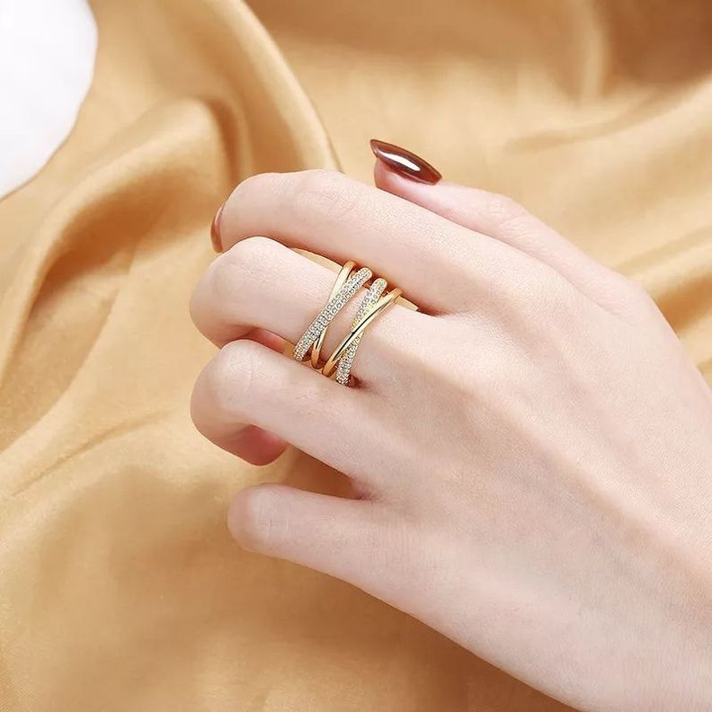 Anillo Tipo Cintillo Baño Oro 18kt Ajustable abierto LUXURYJOYASCL-4