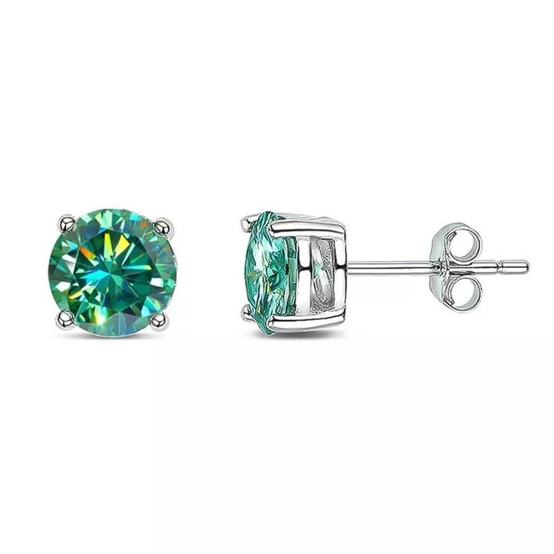 Aros De Moissanita Oro Blanco 18kt sobre plata Incluye Certificado GRA-0