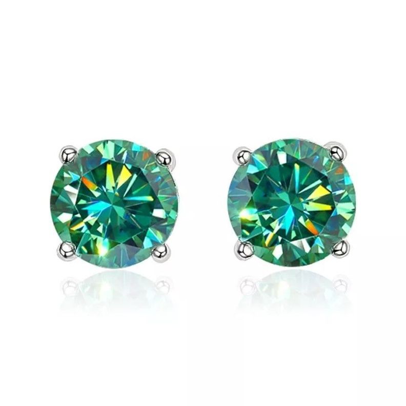 Aros De Moissanita Oro Blanco 18kt sobre plata Incluye Certificado GRA-1