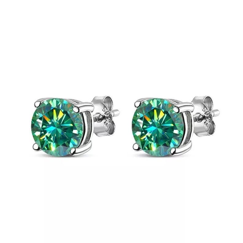 Aros De Moissanita Oro Blanco 18kt sobre plata Incluye Certificado GRA-3