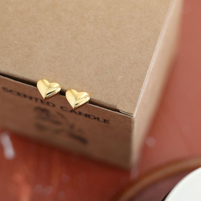 Aros Pendientes Corazón Baño Oro 18kt-2
