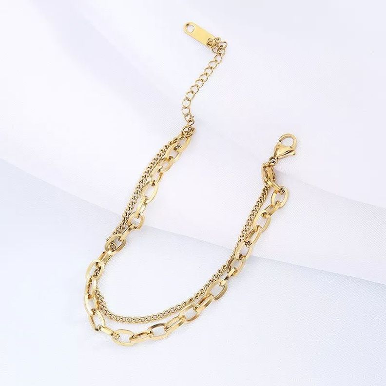 Pulsera Mujer Con Baño De Oro 18kt Asimetrica-2