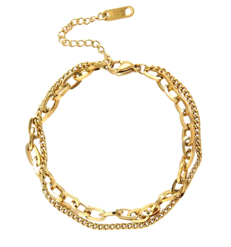Pulsera Mujer Con Baño De Oro 18kt Asimetrica-0