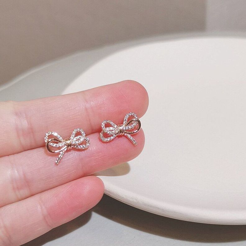 Aros Swan Lazo Oro Rosa 18kt Con Cristales -exclusivo bañado-2