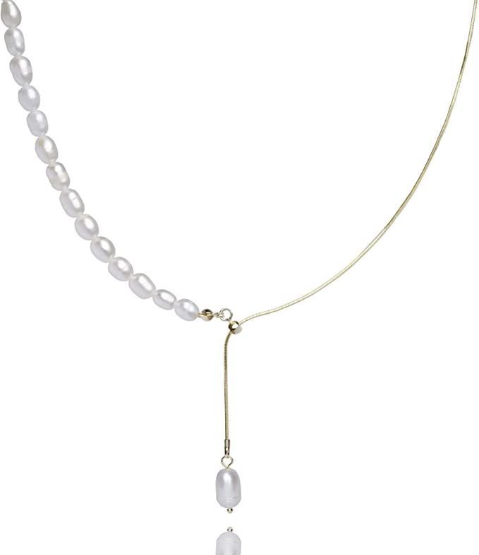 Collar Perlas De Agua Dulce Autenticas Oro 18kt bañado LJ -0