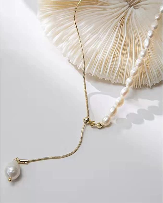 Collar Perlas De Agua Dulce Autenticas Oro 18kt bañado LJ -1