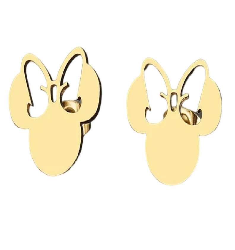 Aros Minnie Mouse Oro 18kt Banado - Nina Mujer LUXURYJOYASCL Dorado