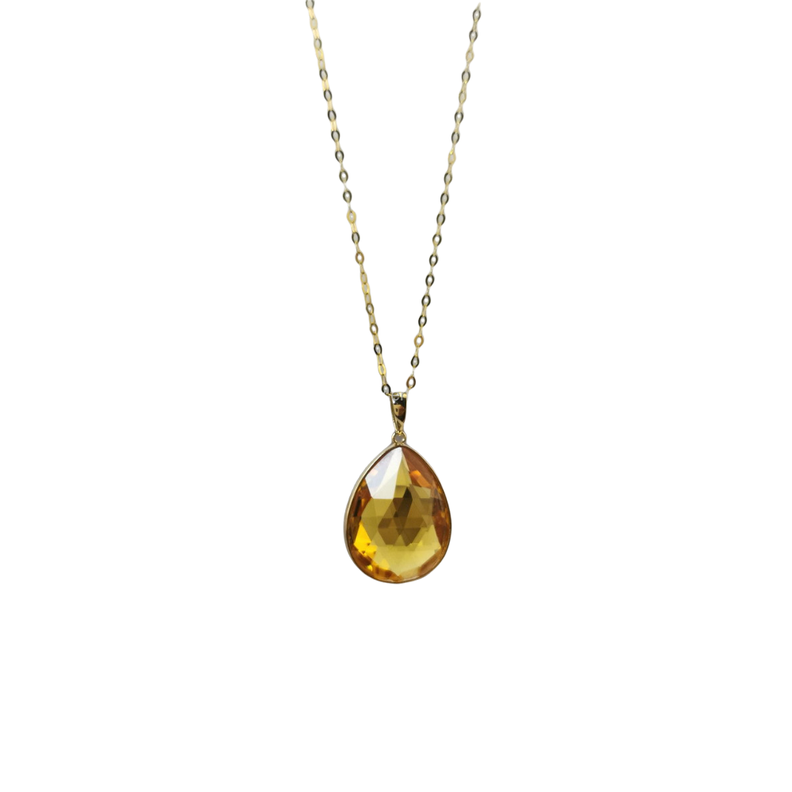 Collar Oro 18k Sólido Con Piedra Citrino 12x16 Mm LUXURYJOYASCL-0