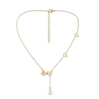Collar Mariposa Perla Doble Baño Oro 18kt-0
