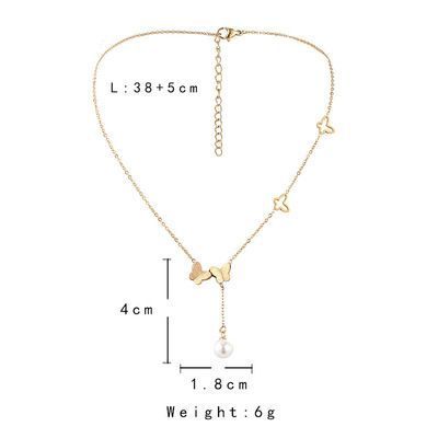 Collar Mariposa Perla Doble Baño Oro 18kt-1