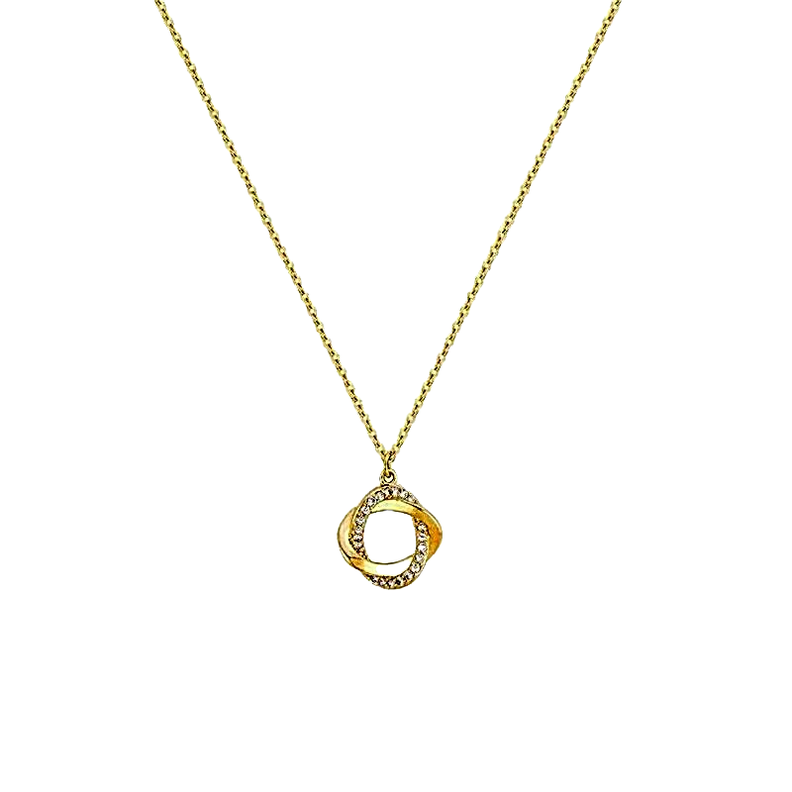 Collar Circulo Entrelazad Diamante Oro 18kt Bañado Vermeil -0