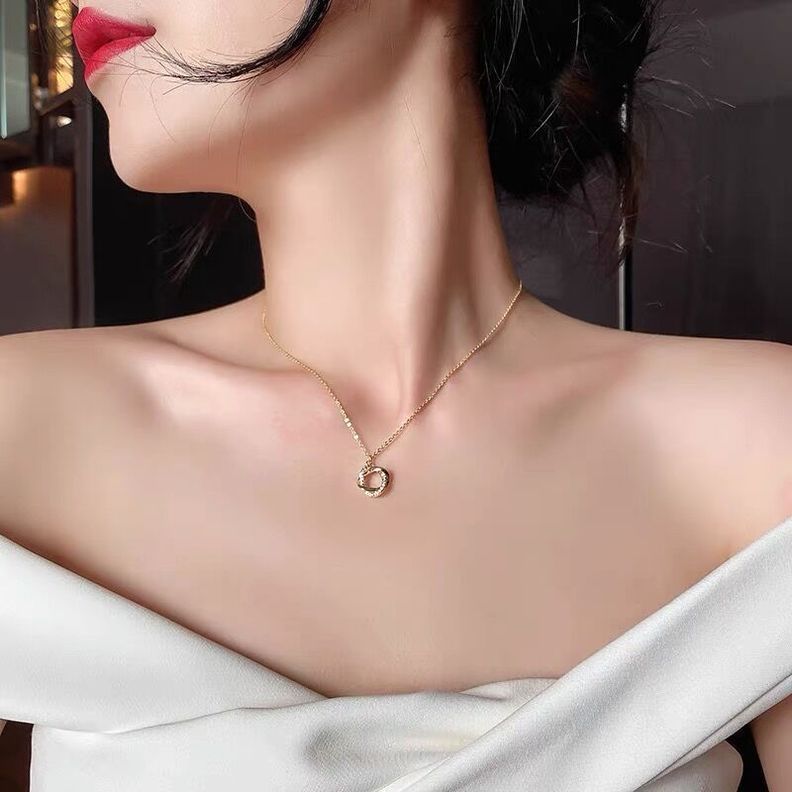 Collar Circulo Entrelazad Diamante Oro 18kt Bañado Vermeil -2