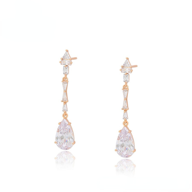 Aros Pendientes Colgantes Baño Oro 18kt Con Cristales --0
