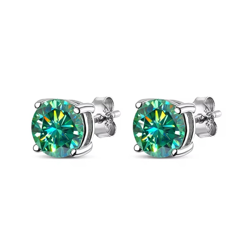 Aros De Moissanita Oro Blanco 18kt sobre plata 4mm Certificado -0