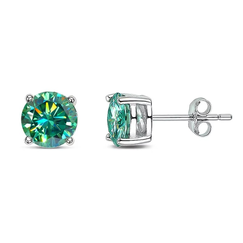 Aros De Moissanita Oro Blanco 18kt sobre plata 4mm Certificado -1