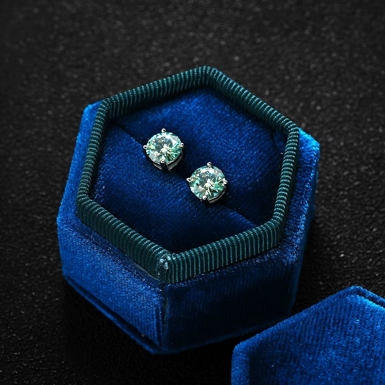 Aros De Moissanita Oro Blanco 18kt sobre plata 4mm Certificado -2