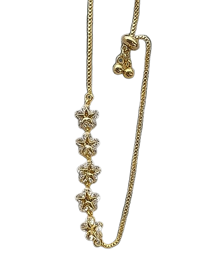 Pulsera Flores Hechas Con Cristal De Swarovski Oro -2
