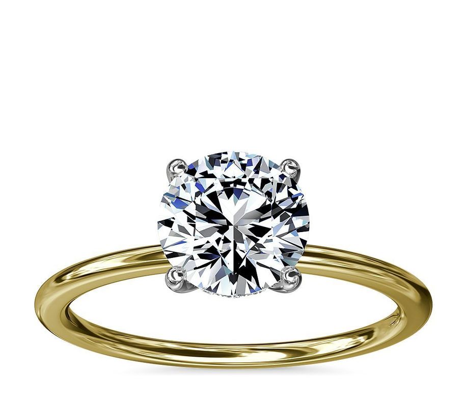 Anillo Oro Sólido 18k Compromiso Con Diamante Solitario-0