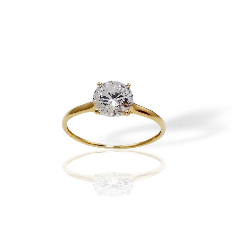 Anillo Oro Sólido 18k Compromiso Con Diamante Solitario-2