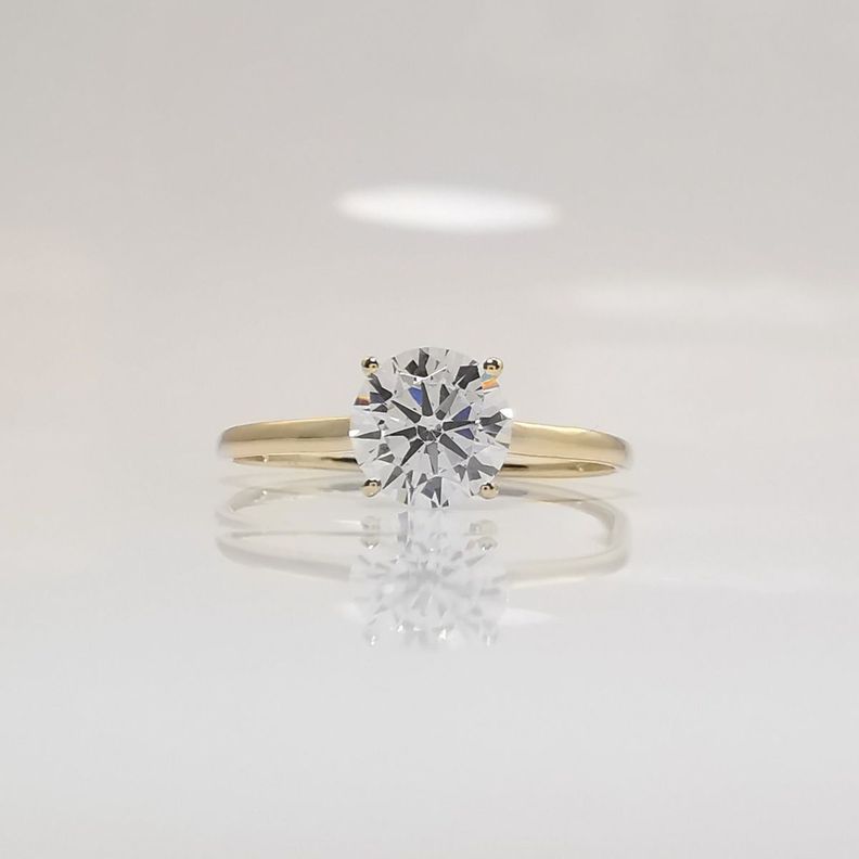 Anillo Oro Sólido 18k Compromiso Con Diamante Solitario-3