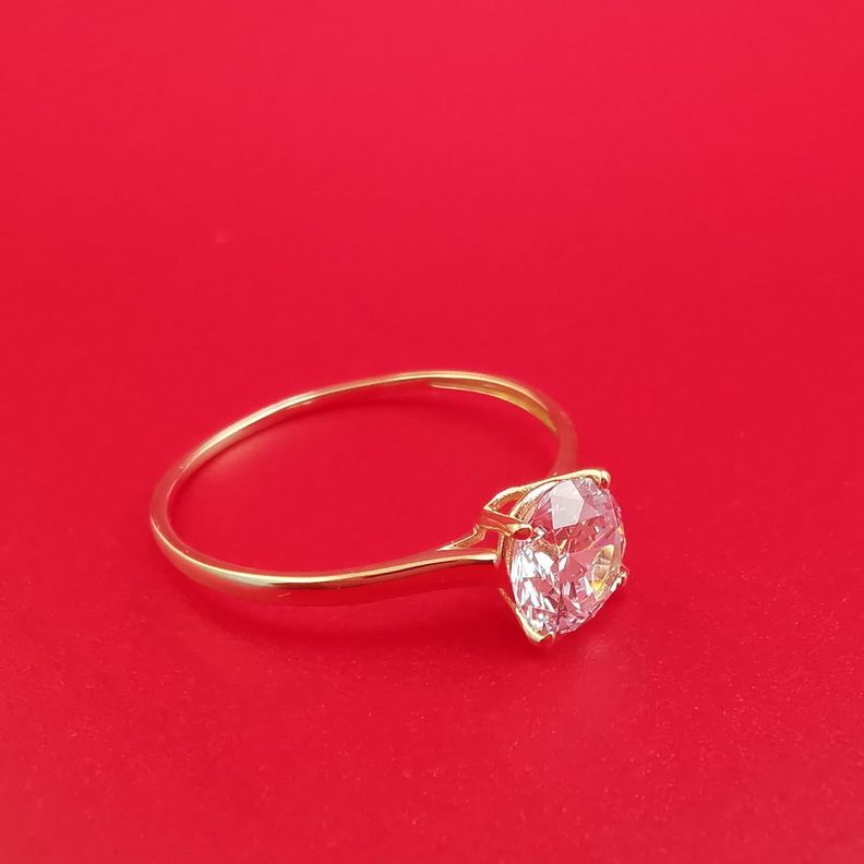 Anillo Oro Sólido 18k Compromiso Con Diamante Solitario-4
