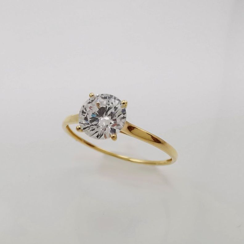 Anillo Oro Sólido 18k Compromiso Con Diamante Solitario-5