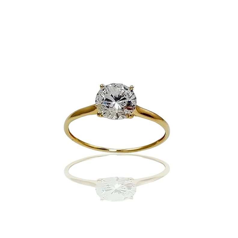Anillo Oro Sólido 18k Compromiso Con Diamante Solitario-6