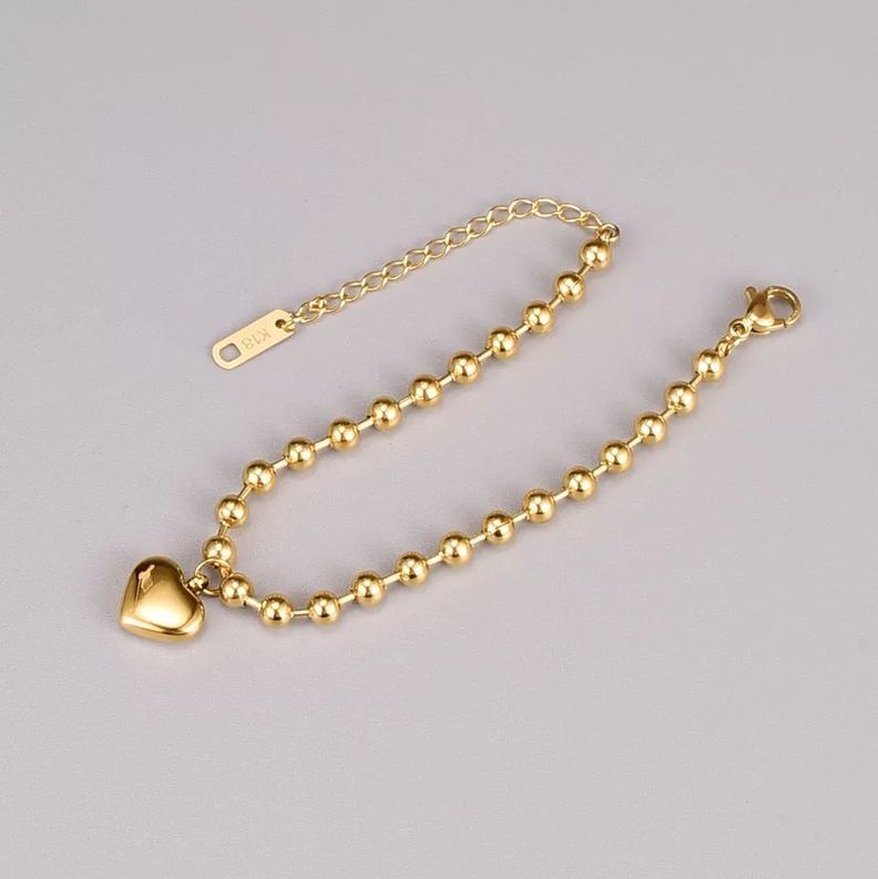 Pulsera Mujer Ajustable Corazón Baño Oro 18kt -1
