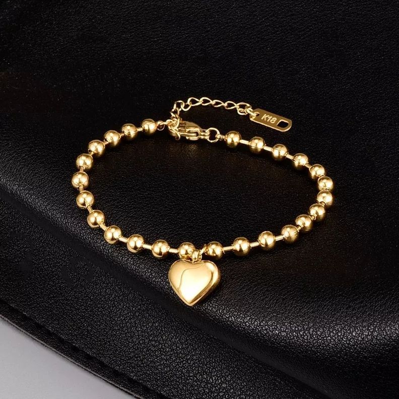 Pulsera Mujer Ajustable Corazón Baño Oro 18kt -5
