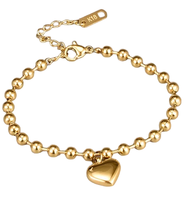 Pulsera Mujer Ajustable Corazón Baño Oro 18kt -0