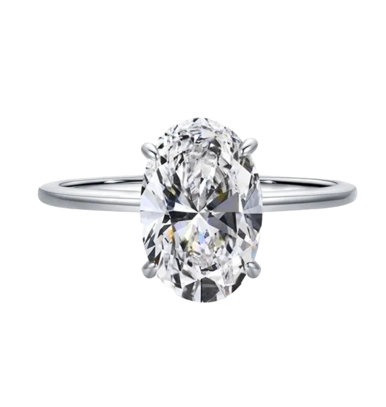 Anillo Oro Blanco 18k Bañado Solitario Bodas Eterno cristal-0
