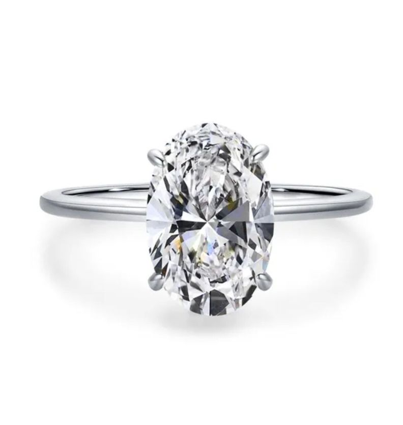 Anillo Oro Blanco 18k Bañado Solitario Bodas Eterno cristal-3