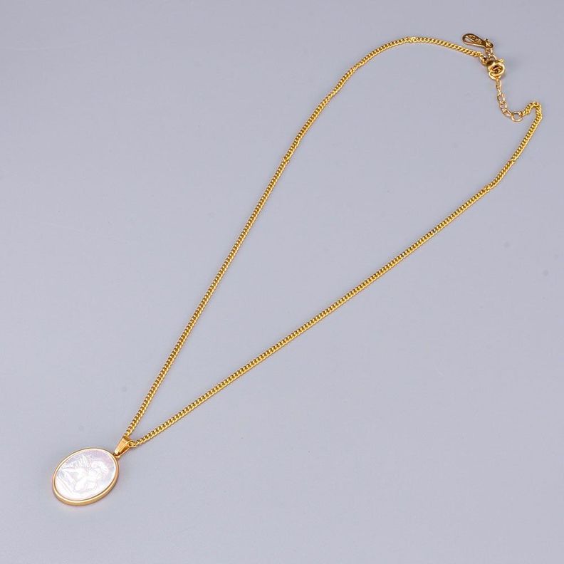Collar Exclusivo Medalla De Ángel Oro 18kt laminado-1