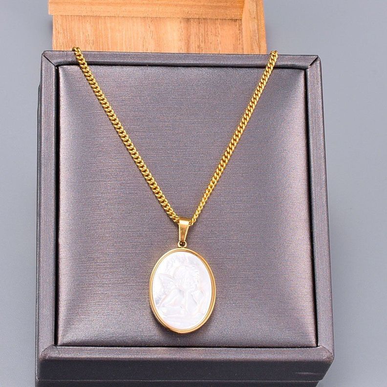 Collar Exclusivo Medalla De Ángel Oro 18kt laminado-4