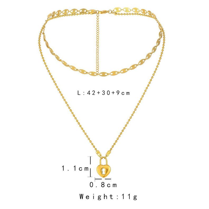 Collar Corazon Doble Baño Oro 18kt-4
