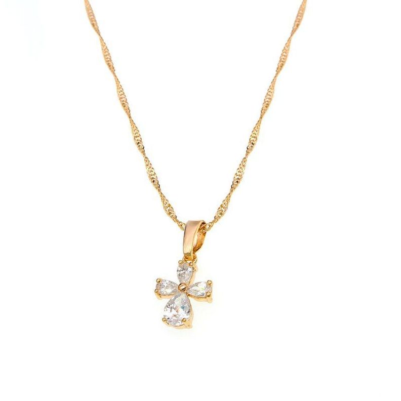 Collar Cruz De Circones Mujer Oro 18kt Bañado-0