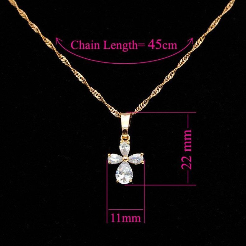 Collar Cruz De Circones Mujer Oro 18kt Bañado-1