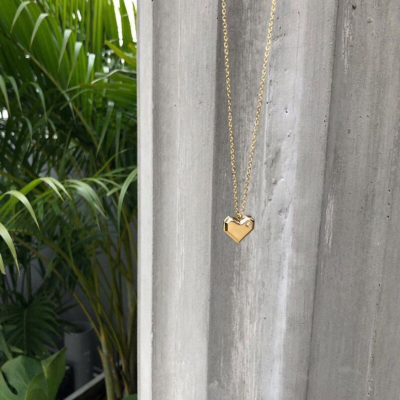 Collar Mujer Corazon Diamante Oro 18kt BAÑO-1