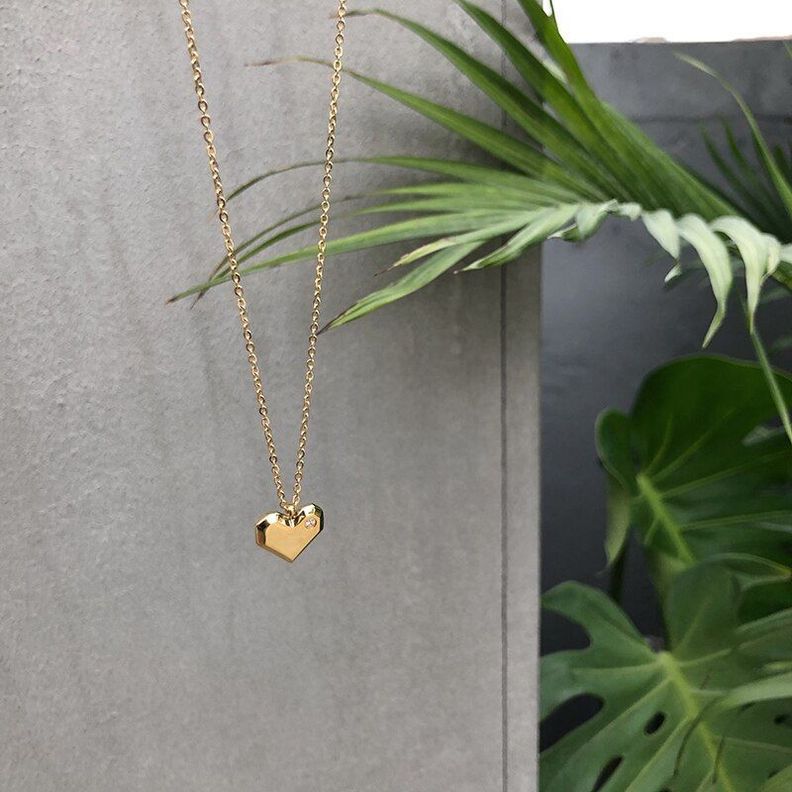 Collar Mujer Corazon Diamante Oro 18kt BAÑO-2