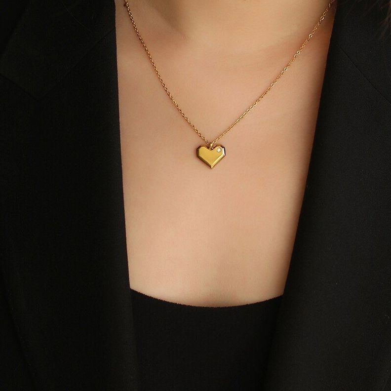 Collar Mujer Corazon Diamante Oro 18kt BAÑO-3