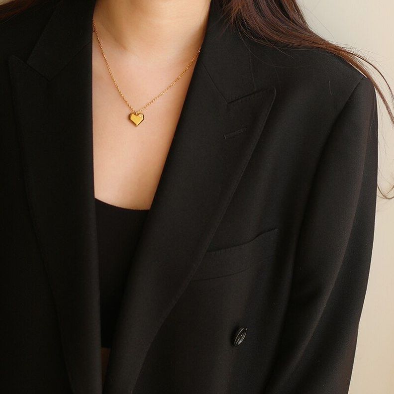 Collar Mujer Corazon Diamante Oro 18kt BAÑO-4