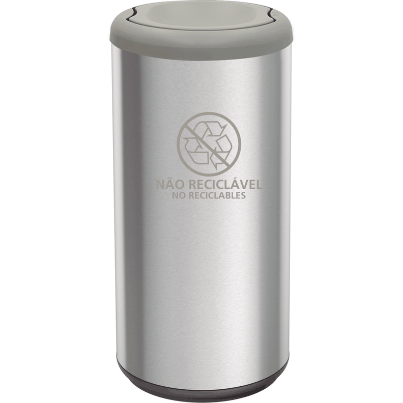 Basurero De Acero Inoxidable 40 L. De Capacidad, Aro Gris