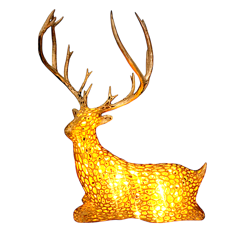 Reno Navideño en 3D Dorado con Luz LED Cálida y Control Remoto-1