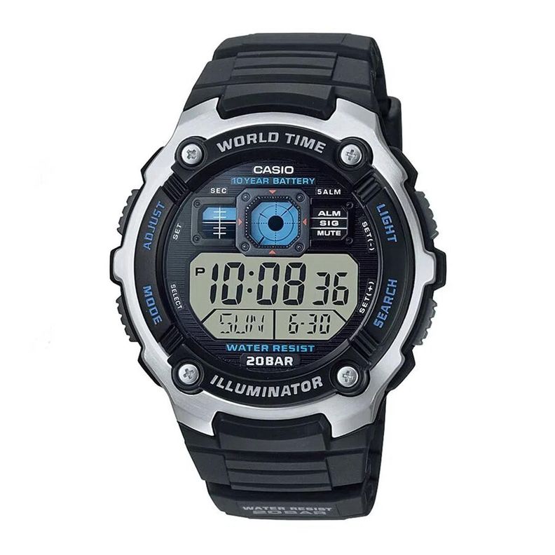 Reloj CASIO AE-2000W-1AVDF Resina/Acero Juvenil Negro/Plateado-0