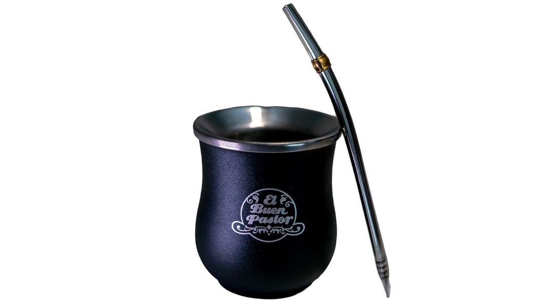 Mate Copita Negro Acero Inoxidable más Bombilla-0